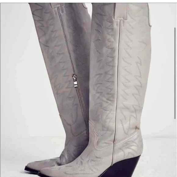 Free People Jeffrey Campbell NIB Size 9 Big Sky Western Boot Grey Cowboy knee - Picture 3 of 4
